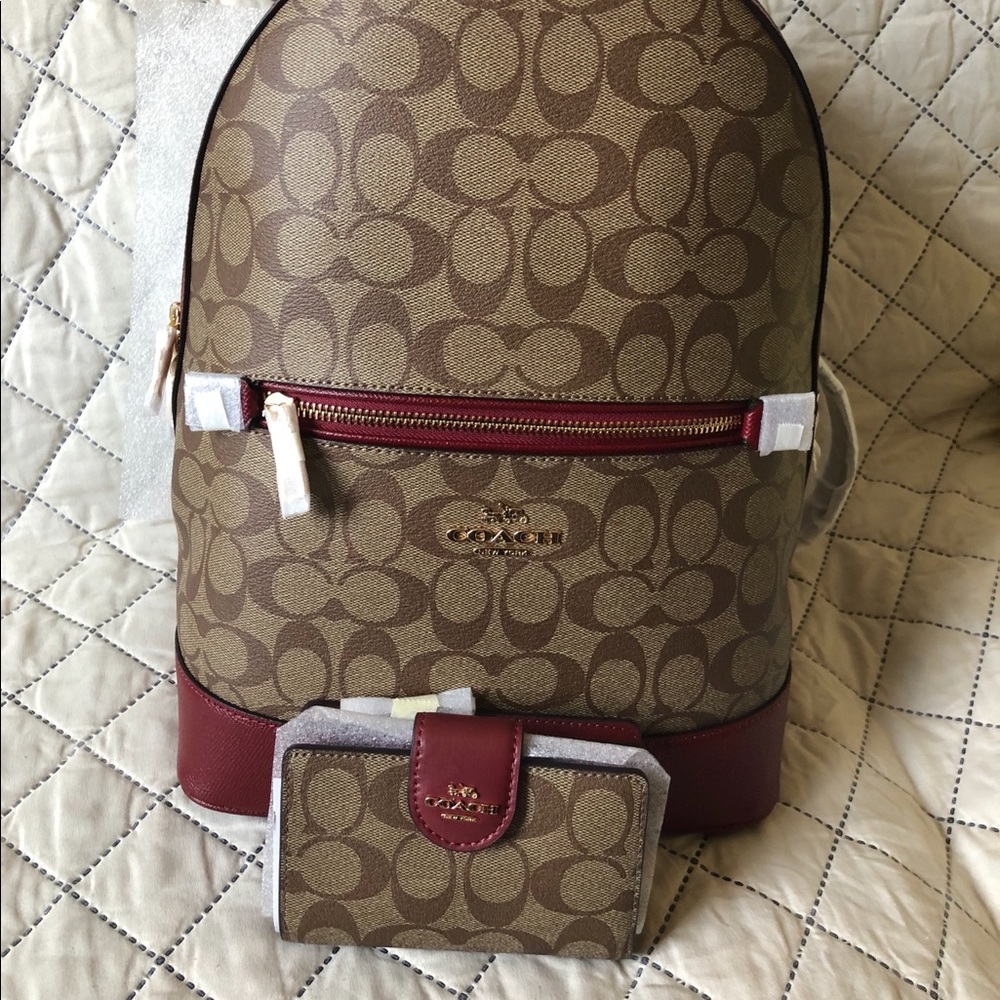 Coach Kenley Backpack and Medium Corner Zip Wallet Set